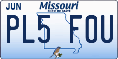 MO license plate PL5F0U