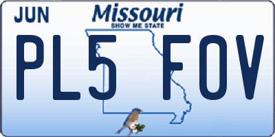 MO license plate PL5F0V