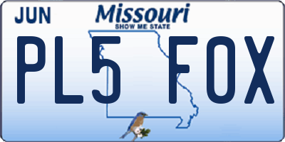 MO license plate PL5F0X