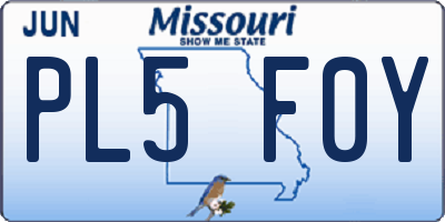 MO license plate PL5F0Y