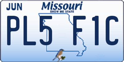 MO license plate PL5F1C