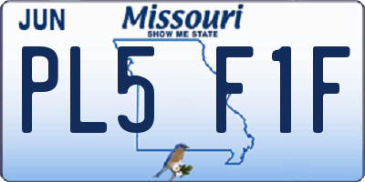 MO license plate PL5F1F