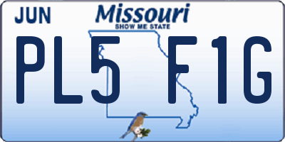 MO license plate PL5F1G