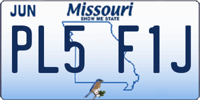 MO license plate PL5F1J