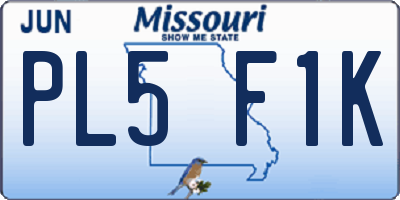 MO license plate PL5F1K