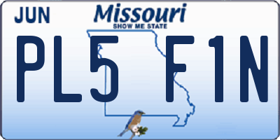 MO license plate PL5F1N