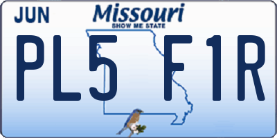 MO license plate PL5F1R