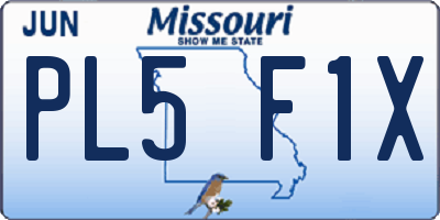 MO license plate PL5F1X