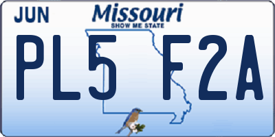 MO license plate PL5F2A
