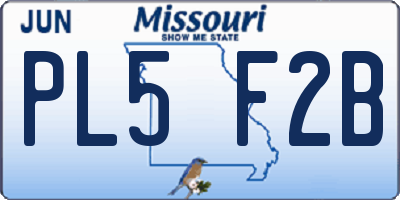 MO license plate PL5F2B