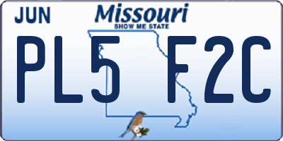 MO license plate PL5F2C