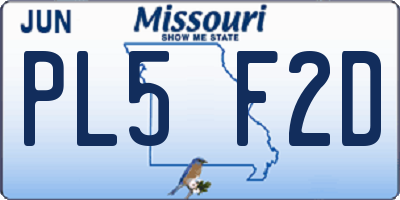MO license plate PL5F2D