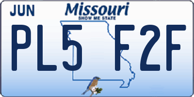 MO license plate PL5F2F