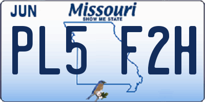 MO license plate PL5F2H