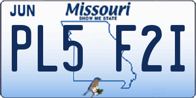 MO license plate PL5F2I