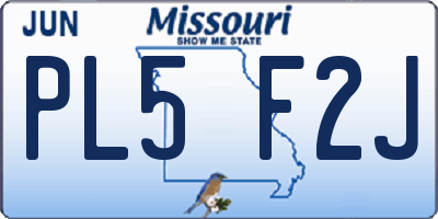 MO license plate PL5F2J