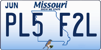 MO license plate PL5F2L