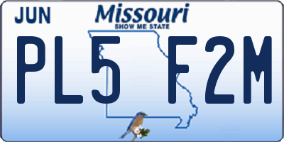 MO license plate PL5F2M