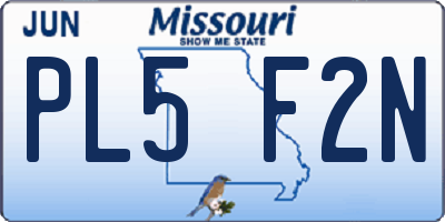 MO license plate PL5F2N