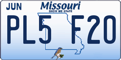 MO license plate PL5F2O