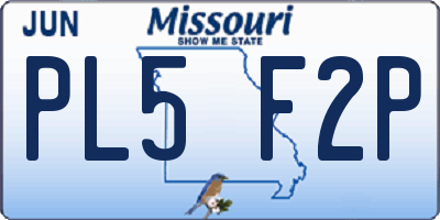 MO license plate PL5F2P