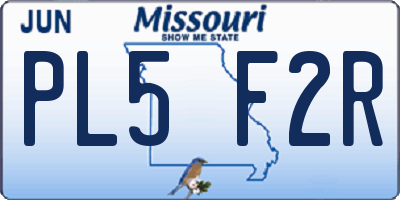 MO license plate PL5F2R