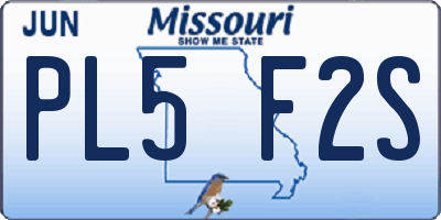MO license plate PL5F2S