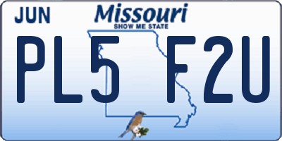 MO license plate PL5F2U