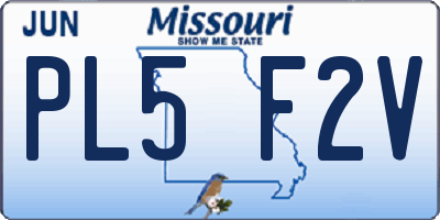 MO license plate PL5F2V