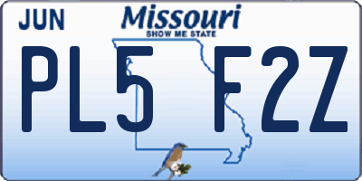 MO license plate PL5F2Z