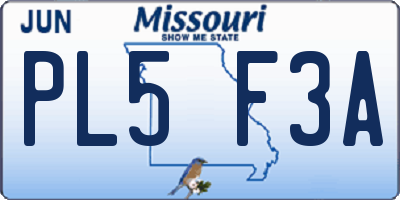 MO license plate PL5F3A