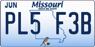 MO license plate PL5F3B