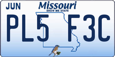 MO license plate PL5F3C