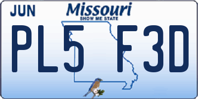 MO license plate PL5F3D