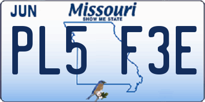 MO license plate PL5F3E