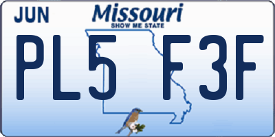 MO license plate PL5F3F