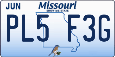 MO license plate PL5F3G