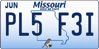 MO license plate PL5F3I