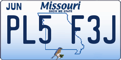 MO license plate PL5F3J