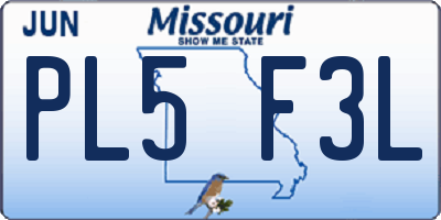 MO license plate PL5F3L