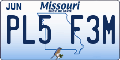MO license plate PL5F3M