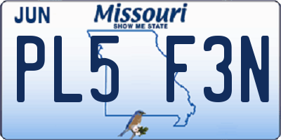 MO license plate PL5F3N