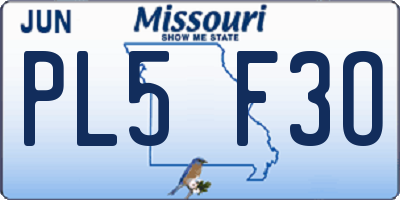 MO license plate PL5F3O