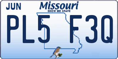 MO license plate PL5F3Q