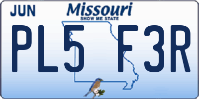 MO license plate PL5F3R