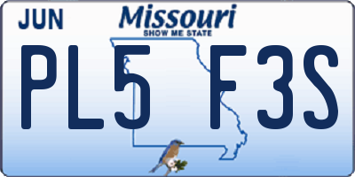MO license plate PL5F3S