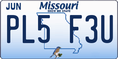 MO license plate PL5F3U