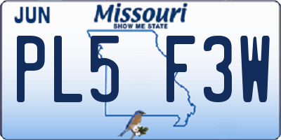 MO license plate PL5F3W