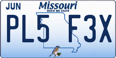 MO license plate PL5F3X