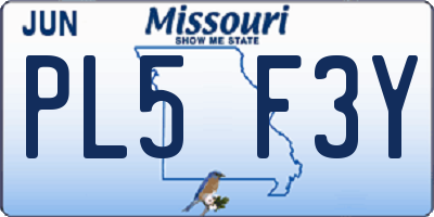 MO license plate PL5F3Y